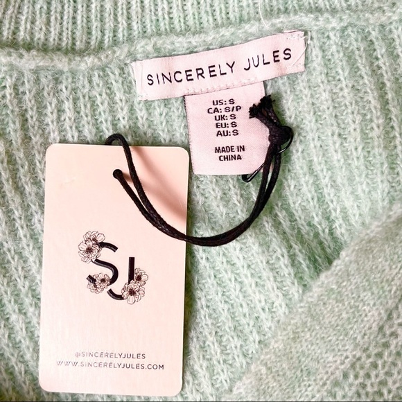 NWT SINCERELY JULES 90s Y2K Wool Blend Rib Knit Preppy Oversized Crop Sweater S - Picture 3 of 4